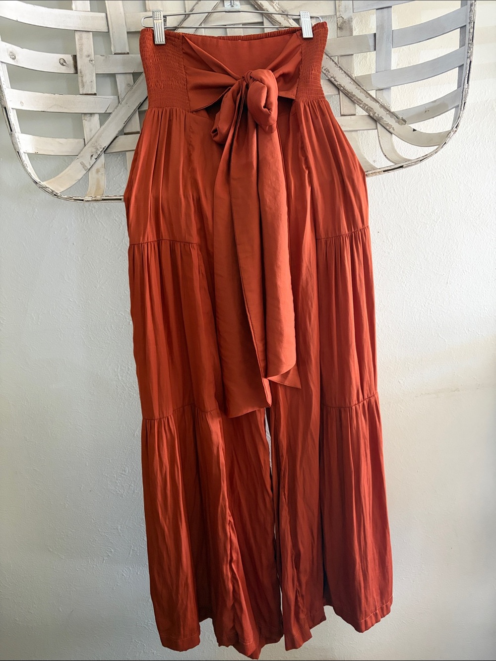 Kariella  Burnt Orange Wide-Leg Tie-Front  Pants